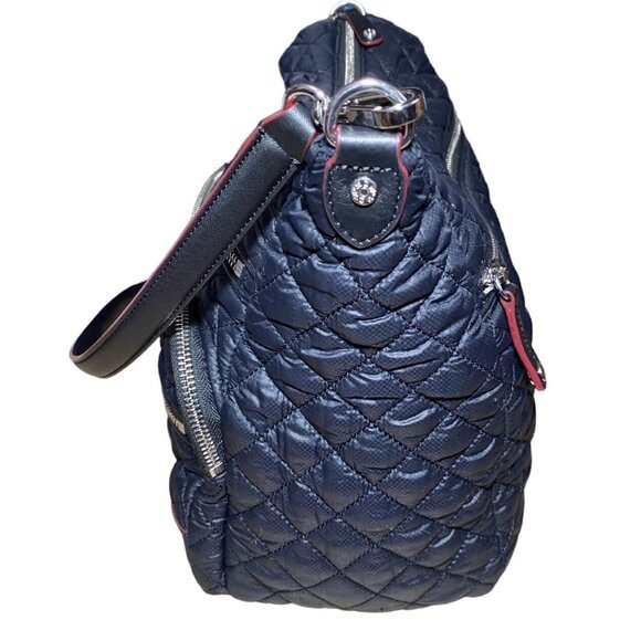 MZ WALLACE Bag DOWNTOWN Blue Burgundy Red Hobo Crossbody Purse - Picture 4 of 16